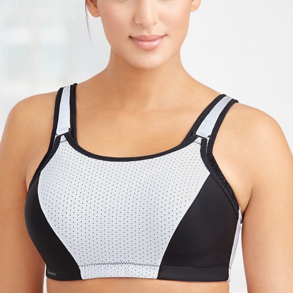 Glamorise SPORT Bra 32DD (DOUBLE-LAYER) Wicking (PADDED-STRAPS) WHITE NEW - Picture 7 of 14